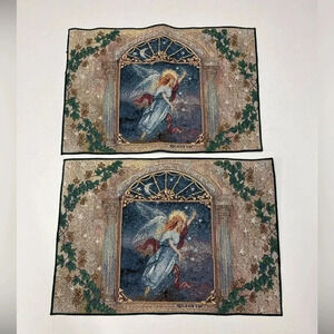 Angel of Wishes Lena Liu Woven Tapestry Set of 2 Placemats NWT Christmas Angel